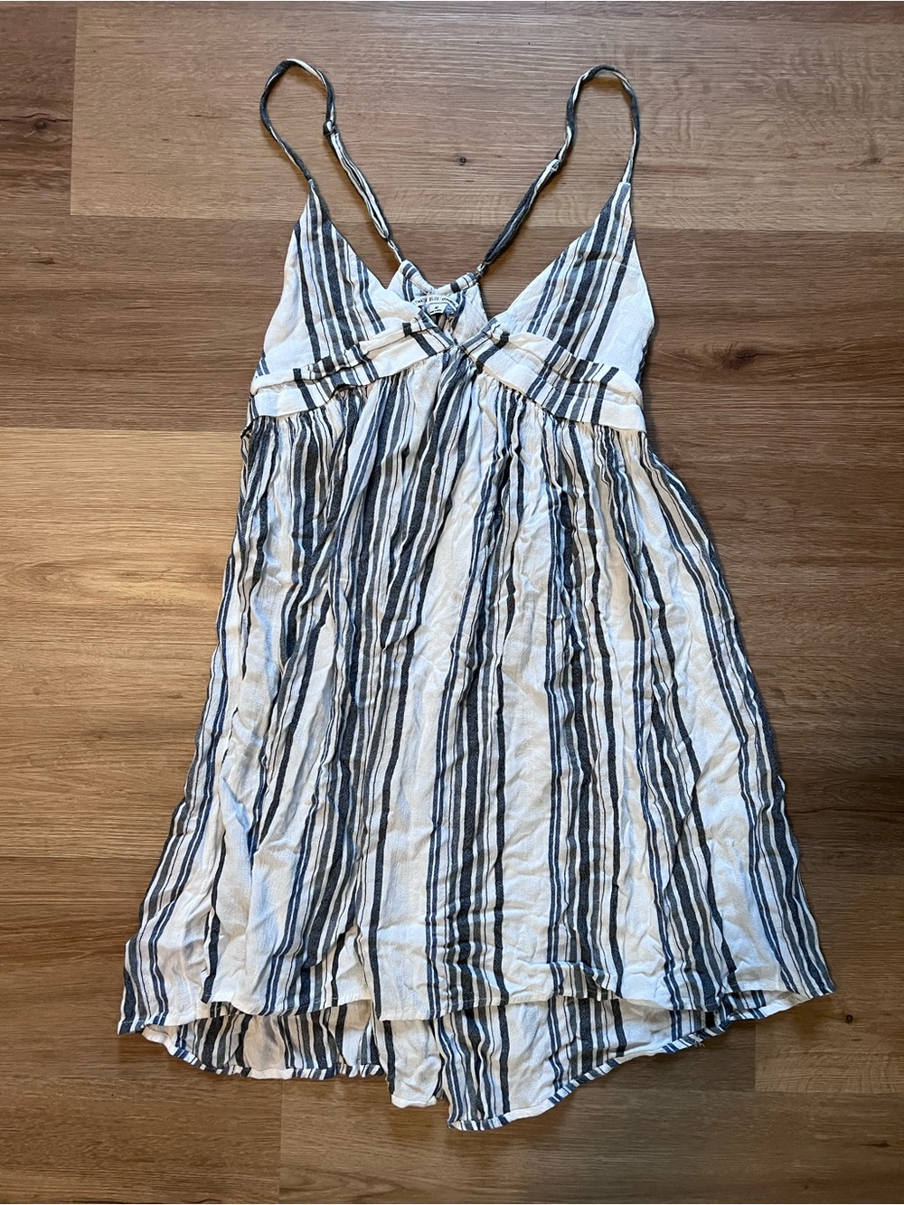 O'Neill White and Navy Striped Spaghetti Strap Sundress